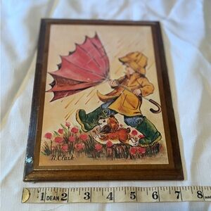 Vintage Art Print with Child and Dog